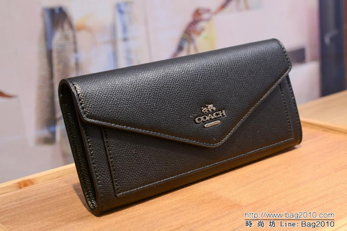 COACH蔻馳 原單內碼頭層牛皮 57715 新款 信封女士錢包  Chz1201